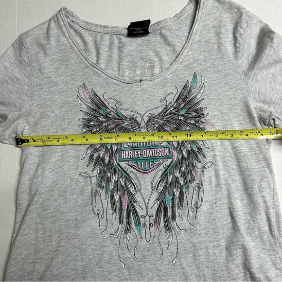 Harley Davidson Women's V-neck Gray Tshirt Size Large Chicago - Picture 6 of 9